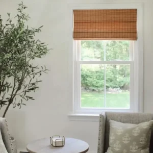 Self Leveling Sybil Bamboo Roman Shade – Flax