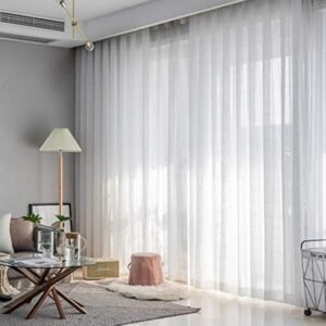 TTS Sheer Curtains with Ring Top Silver Silk