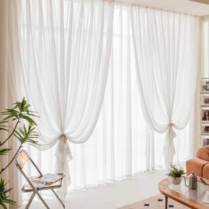 Self Leveling Ultra Thin White Gauze Sheer Curtains